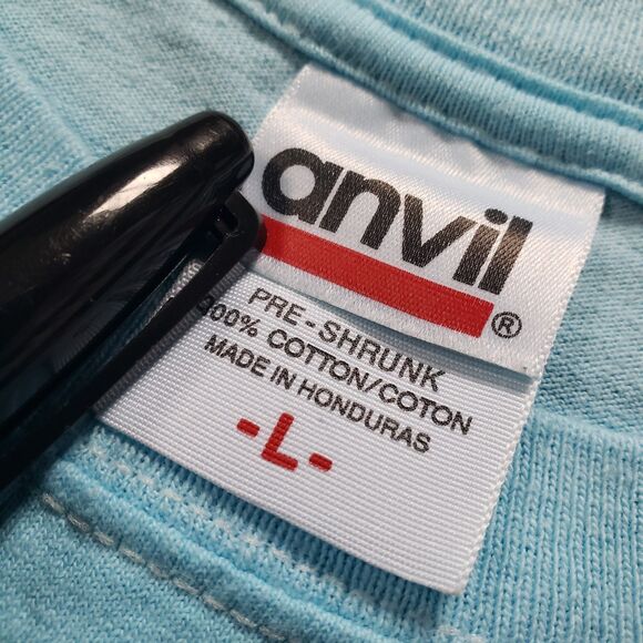 Vintage Occhio Marlin Size Large Mens 2 Tone Blue Double Side Pocket T-Shirt - Picture 4 of 8